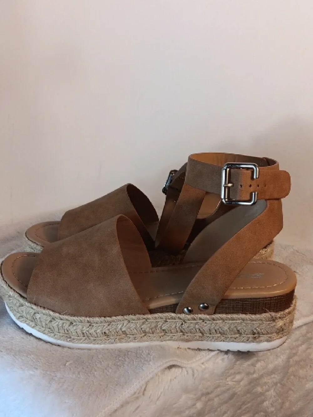 Soda Tan Platform Espadrille Ankle-Strap Sandal